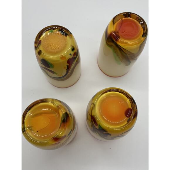 Vntg Hand Blown Dalian Glass Pitcher and 4 Tumblers 1960’s Snowflake Clambroth - Picture 10 of 11